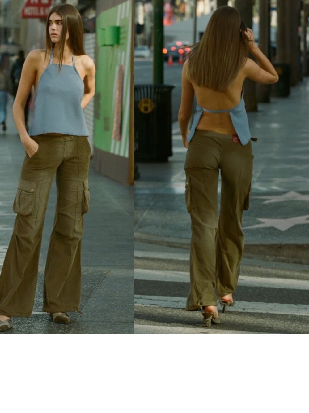WITH JEAN Olive Cotton Corduroy 'Bridgette' Cargo Pants